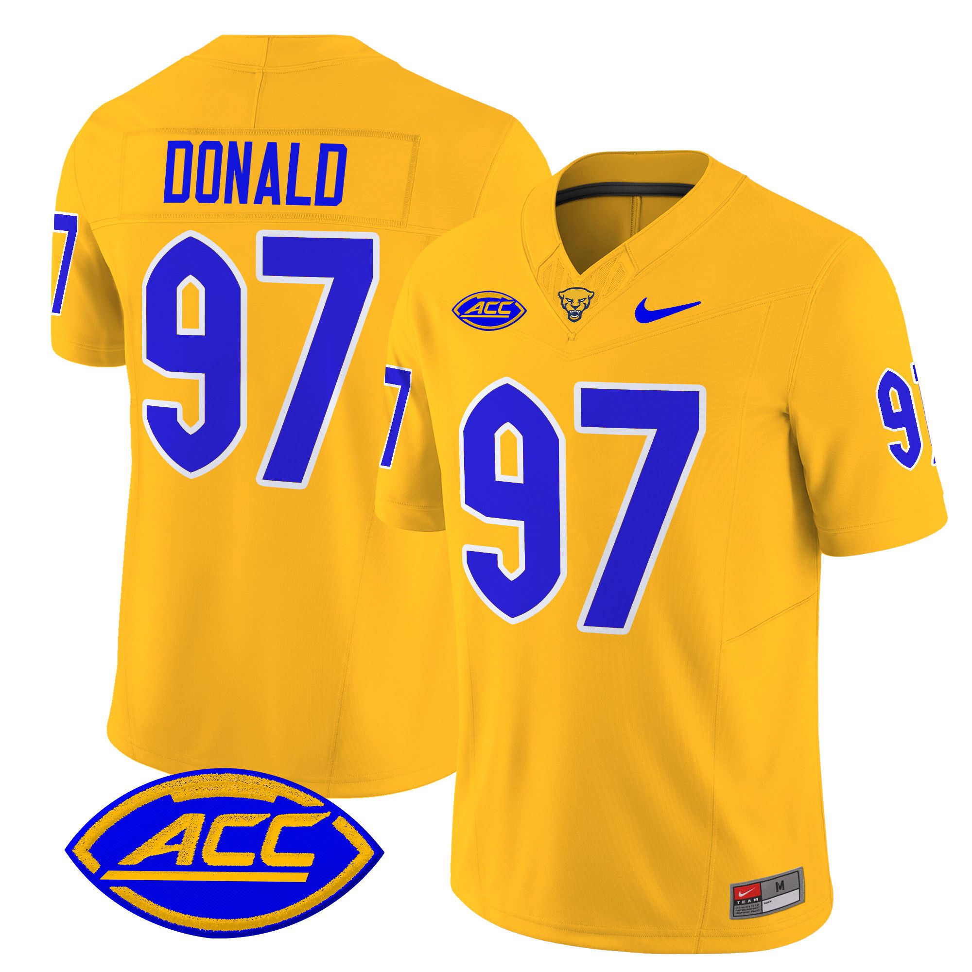 Men Pittsburgh Panthers #97 Donald Yellow Nike 2024 Vapor Limited NCAA Jersey->more ncaa teams->NCAA Jersey